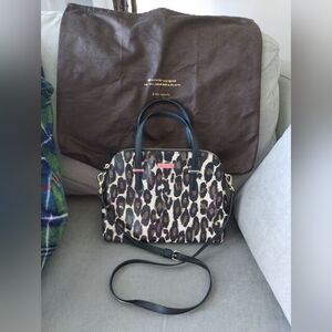Kate Spade Storybook Lined Leopard 2 Way Satchel And Dust Bag EUC